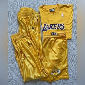 Early 2000s Lakers NBA 3-piece basketball merch set, never worn, size: Adult XL